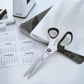 Leitz Titanium Scissors, Right or Left Handed Ambidextrous, 6.7 x 1.5 x 15 cm, Office Stationary, Ergonomic Handle, WOW Range, Pearl White