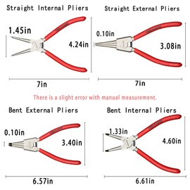 Tooleague 4 Pcs Snap Ring Pliers Set, Circlip Pliers, 7 Inches Interna