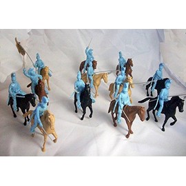 Classic Toy Soldiers, Inc Alamo Mexican Helmeted Cavalry 12 Figures in 9 Poses in Light Blue Plus 12 Horses Offered