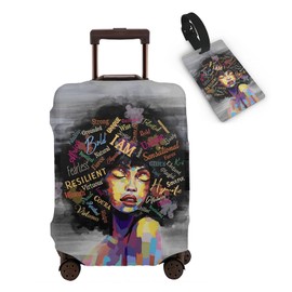 ZgaidIta Black Girl Travel Luggage Cover Polyester Suitcase Protector Washable Baggage Covers L(27-30 inch luggage)