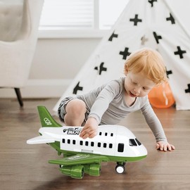 VUYIKOEN DIY Children's Airplane Toy Set Large Model can Receive Plastic air Plane Inertia Cars, Airplane Toys for Kids,Cars and Trucks, Birthday Party Gifts Military Green.