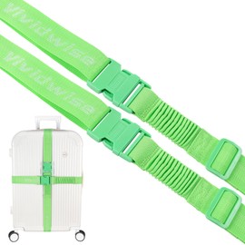 Vividwise Luggage Straps, Luggage Straps for Suitcases TSA Approved with Stretch Straps, 2 Pack Adjustable Travel Luggage Belt to Keep Your Suitcase Secure While Traveling (Stretch Green)