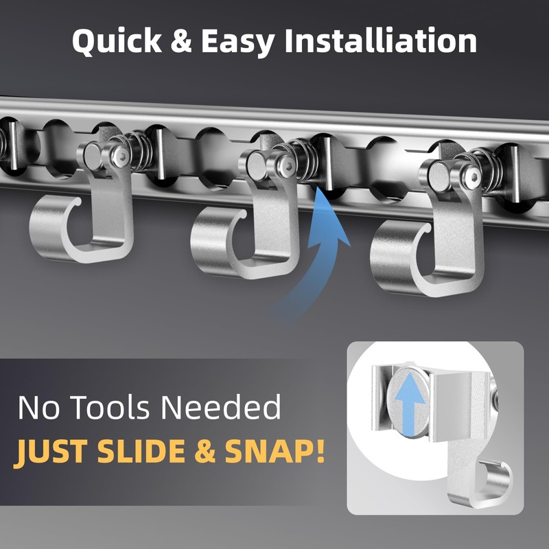 4 Pack L Track Hooks with Single Stud Fitting, Spring-Loaded
