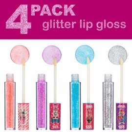 L.O.L Surprise! Party Favors - 4 PC Glitter Lip Gloss Collection. Girl Kids Teen Girls Ladies & Womens 4 Piece Lip Gloss Wand Set, Ages 5+