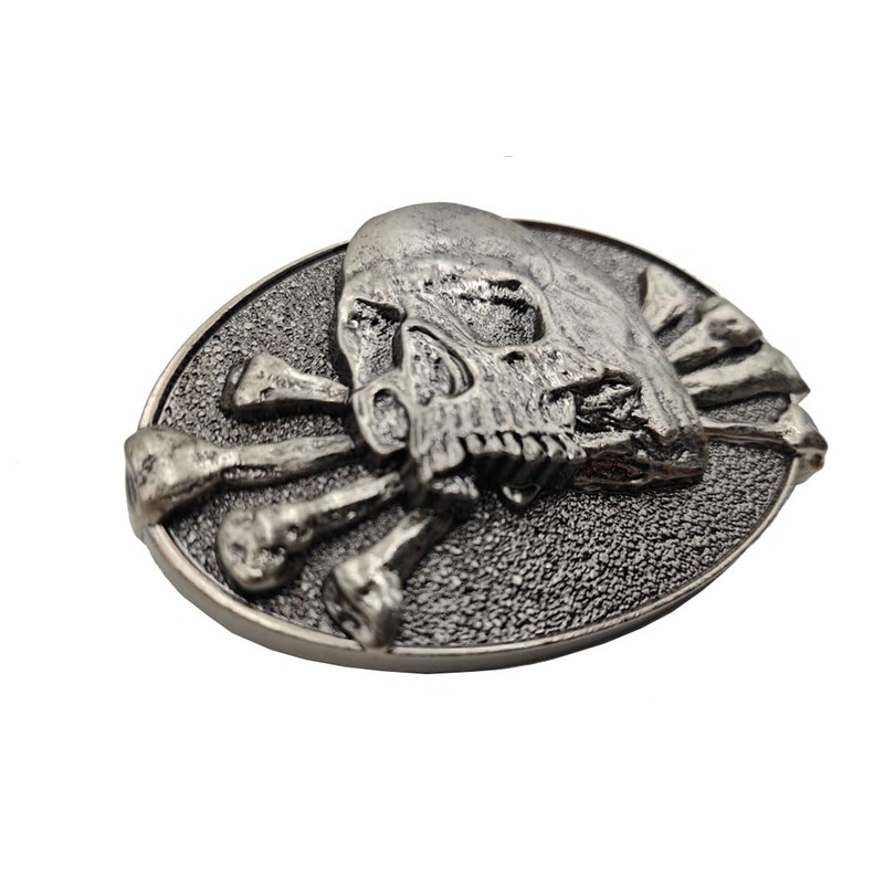 No Rest Skull Belt Buckle Grey
