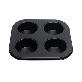 Anwangda Muffin Tray, 4-Hole Tart Round Party Tray, Muffin Tin Muffin Pan Mould Bakeware for Baking Muffins, Cupcakes, Breads, Candy(Black)