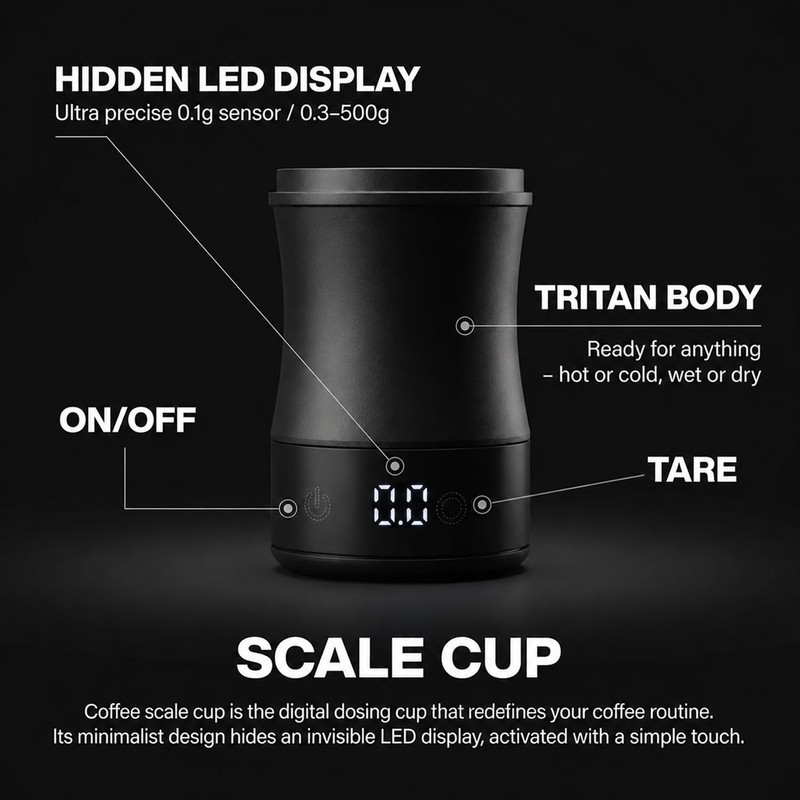Magnetic Mini Coffee Scale Rechargeable & Dosing Cup Set for