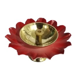 Purpledip Brass Diya Deepak 'Gulab': Festival Oil Lamp Deepam Decor Gift (12121)