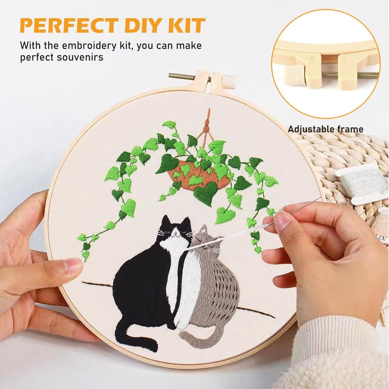 BLAZDEVE 4 Set Beginner Embroidery Kit, Easy Hand Embroidery Kit