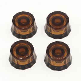 CashBeat 4Pcs Lampshade Style Electric Guitar Knobs, Speed Control Volume Tone Knobs for PRS, LP, SG, Les Paul Guitars - Amber with Black, 18 Spline, Guitar Accessories & Replacement Parts