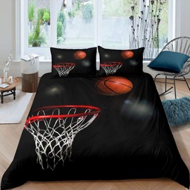 Homemissing Basketball Duvet Cover 3D Basketball Court Bedding Set Sports Comforter Cover for Boys Girls Kids Athlete Competitive Bedding & Linen Double