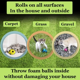 Meric Sponge Cat Balls, Soft Foam Soccer Balls, for Exercise and Interactive Play, Play Toy for Feline, Satisfies Chewing Instinct, 12 Pack