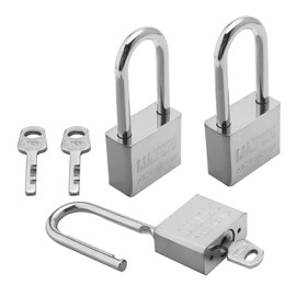 MroMax 3 x Padlock with Keys, Rustproof, Waterproof, Outdoor Steel Body and Shackle, Keyed Alike
