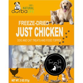DurbaLife Freeze Dried Chicken 2oz (57g) Dog and Cat Treats Food Topper | Single Ingredient: Just Chicken