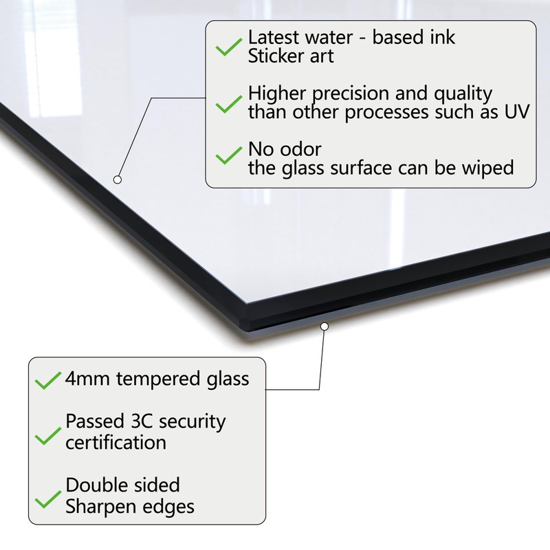DAIFURONGE Tempered Glass Backsplash for Kitchen, White, 30"x16"