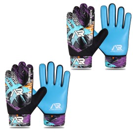 Arsh Sports 2Pack Goalkeeper Gloves for kids, Youth and Adult Football Soccer Goalie gloves with 4-mm Latex Spine & Double Wrist Protection (Blue, Size 4 suitable for 6 to 9 years old)