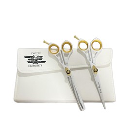 Stainless Steel Hair Cutting Scissors Smooth Motion and Precision Cutting Barber Scissors Suitable For All Hair Types For Both Personal And Professional Use White and Gold