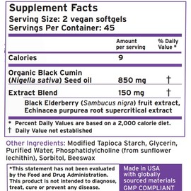 Zatik Naturals - Elderberry + Echinacea + Black Seed for Immune Support, 90 Vegan Softgels
