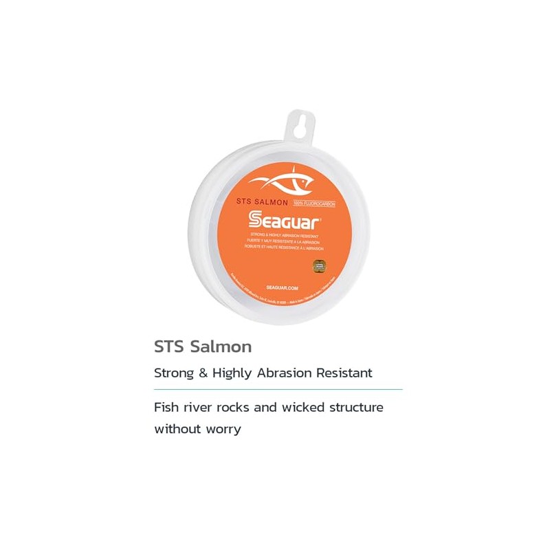 Seaguar STS Salmon Fluorocarbon Leader Fishing Line, 50-Pound/100-Yard, Clear