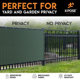 Xpose Safety Privacy Fence Screen 8’ x 50’ – Heavy Duty Green Mesh with 90% Visibility Block, UV Protection – for Garden, Yard, Nursery, Kennel, Dog Run, Greenhouse