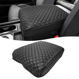 KBH Center Console Cover for Toyota Tundra 2014-2021, Vinyl Leather Trim, Middle Console Lid Cushion Pad Armrest Covering, Anti-Scratch, Black