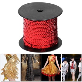 Sequins Paillette Roll, 100 Yards 6mm Flat Sequin Trim Sequin Ribbon for DIY Sewing Crafts Projects Embellishments Costume Accessories(Red)
