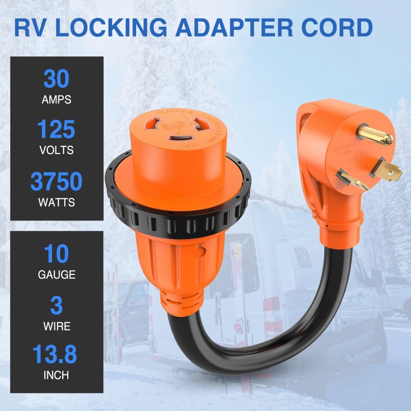 Nilight RV Locking Adapter Cord 30 Amp to 30 Amp