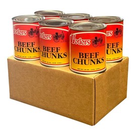 Yoder's Fully Cooked 28 Oz Fresh REAL Canned Beef Chunks 6 Cans Ready to Eat Perfect For Food Storage Plan, Family Preparedness and Emergency Readiness Ideal for Camping, Travel and Shelf Stable
