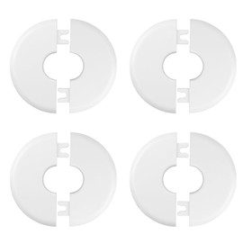 Antrader 4 Pack ABS Round Escutcheon Plate Plastic Wall Hole Decoration Cover Wall-Mounted Water Pipe Cover Round Shower Faucet Decorative Cover, 0.89" ID x 3.15" OD,White