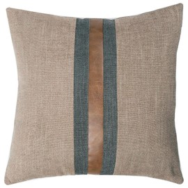 BOYSUM Farmhouse Decorative Outdoor Throw Pillow Covers for Couch Sofa Bed Brown Faux Leather Accent Pillow Cover Modern Decor Pillow Case 16 x 16 Inch (Coffee)
