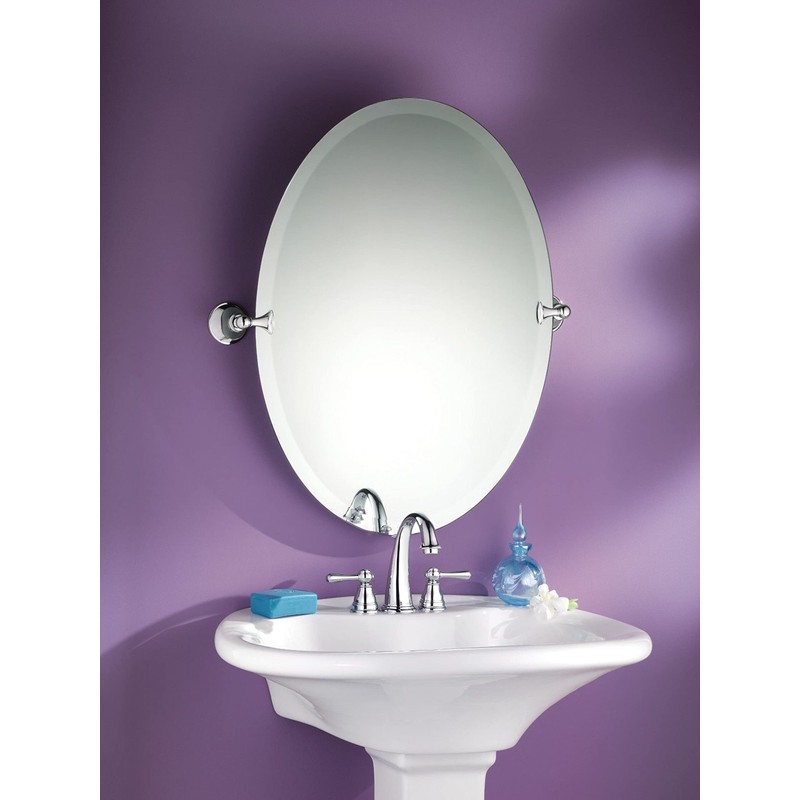 Moen Glenshire Chrome 26 x 22-Inch Frameless Pivoting Bathroom Mirror,