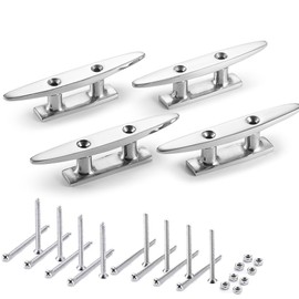 KAHACIYO Boat Cleat, Dock Cleat 5 inch, Open Base Boat Cleat 316 Stainless Marine Grade Steel, Highly Polished (4 PCS)