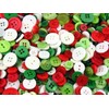 100 x Christmas Small Mixed Buttons - Green, Red, Whites