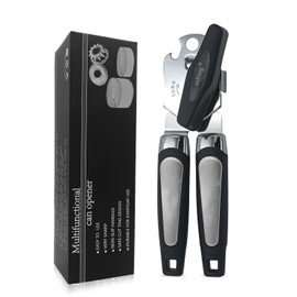 Safring Can Opener Manual, Handheld Strong Heavy Duty Stainless Steel Can Opener, Comfortable Handle, Sharp Blade Smooth Edge, Can Openers with Multifunctional Bottle Opener