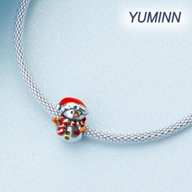 YUMINN Christmas Series Charms 925 Sterling Silver for Women Bracelets & Necklaces Dangle Pendant Christmas Jewellery Gifts for Women, Sterling Silver, Cubic Zirconia