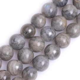 Natural Grey Labradorite Gemstone Semi Precious Stone Round 12mm Loose Beads for Jewelry Making Bracelet Necklace Crafts 15 Inch