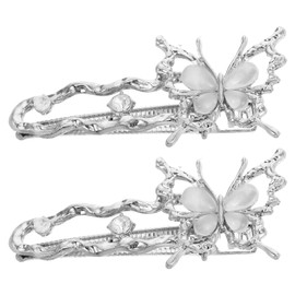 BIUDECO 2 Pack Metal Butterfly Hair Clips Cat Eye Stone Hair Grips for Ladies Fashion Crystals Stylish for Women Girls