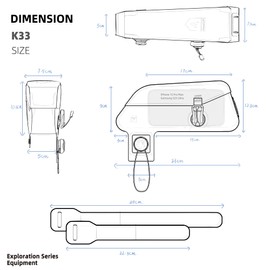 Rhinowalk K33 Top Tube Bag Waterproof Bicycle Frame Bag for MTB & Road Bike Button Closure TPU Material (Black)