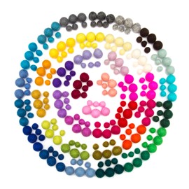 Glaciart One Felt Pom Pom, Felt Balls for Crafts (240 pcs) | 40 Rainbow Colors & 2 Sizes from 0.4 to 0.6 Inch | Perfect for Garlands, DIY Crafts and Decoration