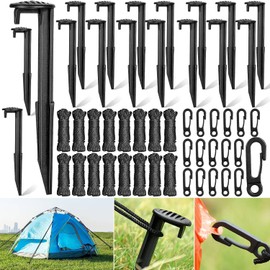 66 Pieces Inflatable Stakes and Tethers, Holiday Landscape Anchoring Stake Pack, Plastic Inflatable Spikes, Replacement Ground Stakes, Holiday Inflatable Decoration Accessories for Outdoor Garden