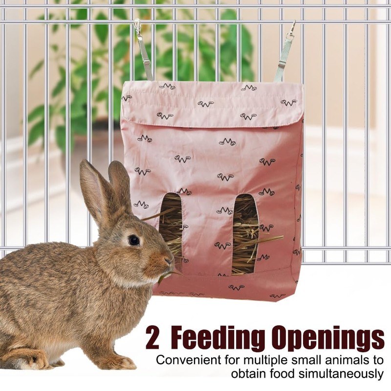 Rabbit Hay Feeder Bag,Polyester Hanging Feeding Hay Feeder Storage with