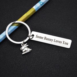 Hibetek Rabbit Keychain Easter Gift Some Bunny Love You keychain