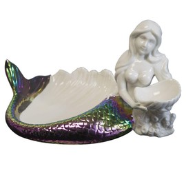 Sea Creations Ceramic Mermaid Bathroom Soap Dish Figurine 8" Perfect for Room Decor Or Bathroom Uses