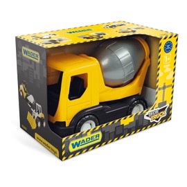 Wader Tech Truck 35363 Concrete Mixer with Rotating Drum and Sturdy Steel Axles, Approx. 26 x 14.5 x 19 cm, Yellow, from 12 Months, Ideal as a Gift for Creative Play