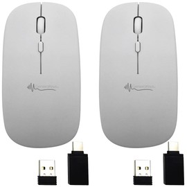 GeneralKeys 2er-Set Akku-Mini-Maus Bluetooth mit Scrollrad, BT 5.2, 2,4 GHz, USB