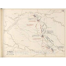 Historic 1962 Wall Map - The West Point Atlas of The Civil War - Wilderness to Cold Harbor, May-June 1864 24in x 18in