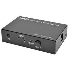 Tripp Lite 2-Port HDMI Switch for Video and Audio, 4K x 2K UHD @ 60 Hz (HDMI F/2xF) with Remote Control (B119-002-UHD),BLACK
