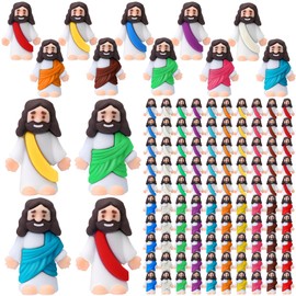 Bememo 100 Pcs Jesus Toys Little Jesus Figurine Miniature Jesus Doll Tiny Jesus Figurine to Hide and Seek Classic Religious Gifts for Easter Egg Stuffers(Dazzling Colors)
