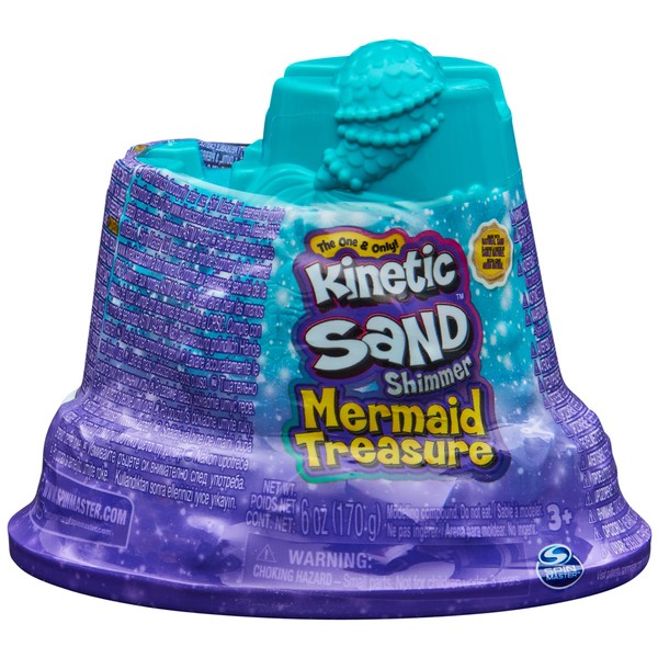 Kinetic Sand, Mini Castle Little Mermaid, 170g Sand Shimmer, Purple Magic Sand, 1 Shape, 2 Accessories and 3 Gems Included, Toys for Boys and Girls 3 Years Old
