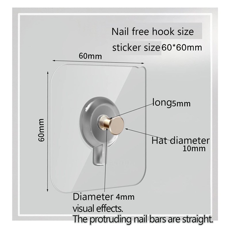 20PCS 8mmAdhesive Hanging Nails Wall Hook Hanger, Wall Hangers Without